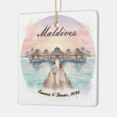 Custom Couple Maldives Honeymoon Keepsake セラミックオーナメント (左)