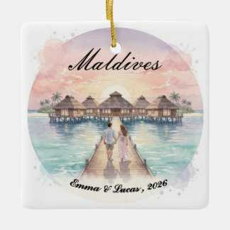 Custom Couple Maldives Honeymoon Keepsake セラミックオーナメント