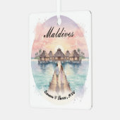 Custom Couple Maldives Honeymoon Keepsake メタルオーナメント (正面左)