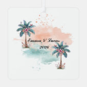 Custom Couple Maldives Honeymoon Keepsake メタルオーナメント (裏面)
