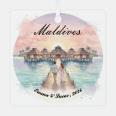 Custom Couple Maldives Honeymoon Keepsake メタルオーナメント (正面)