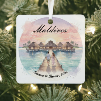 Custom Couple Maldives Honeymoon Keepsake メタルオーナメント