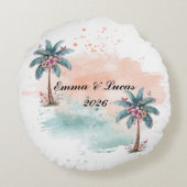 Custom Couple Maldives Honeymoon Keepsake ラウンドクッション (裏面)