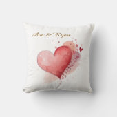 Custom Couple Name Watercolour Hearts Pillow Cover クッション (正面)