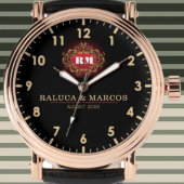 Custom couple names elegant floral monogram 腕時計