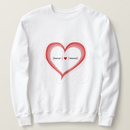 Custom Couple Names Heart Sweatshirt スウェットシャツ (デザイン正面)