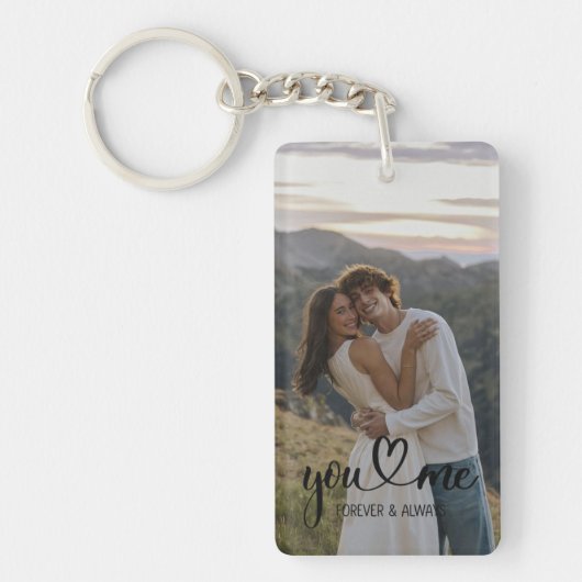 Custom Couple Photo Keychain – Personalized Romant キーホルダー (正面)