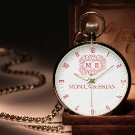 Custom Couple’s name red and white Monogram  腕時計
