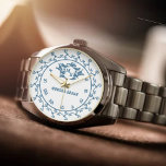 Custom Couple’s Name Vintage Floral Monogram  腕時計<br><div class="desc">Vintage Floral Monogram White Background Navy Letters Elevate your style with this Vintage Floral Monogram Watch, featuring elegant navy letters on a crisp white background. This timeless timepiece blends classic charm with modern sophistication, making it a perfect personalized gift for couples, weddings, anniversaries, and special occasions. Designed with delicate floral...</div>