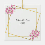 Custom Couple’s Travel Keepsake セラミックオーナメント (裏面)