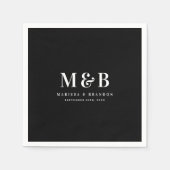 Custom Couple Wedding Monogram Initials Black スタンダードカクテルナプキン (正面)