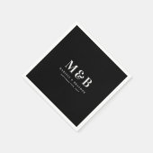 Custom Couple Wedding Monogram Initials Black スタンダードカクテルナプキン (角)