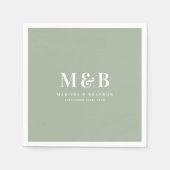 Custom Couple Wedding Monogram Initials Green スタンダードカクテルナプキン (正面)