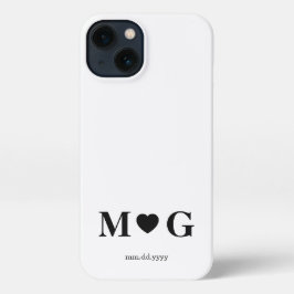 Custom Couples Monogram Heart Mark iPhone 13ケース