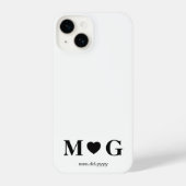 Custom Couples Monogram Heart Mark iPhoneケース (裏面)