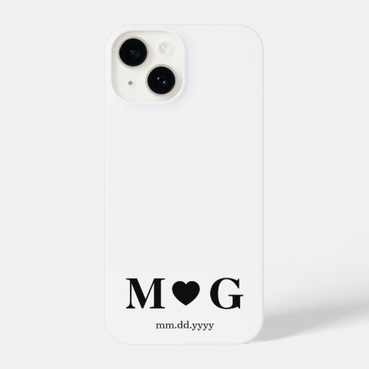 Custom Couples Monogram Heart Mark iPhoneケース (裏面)