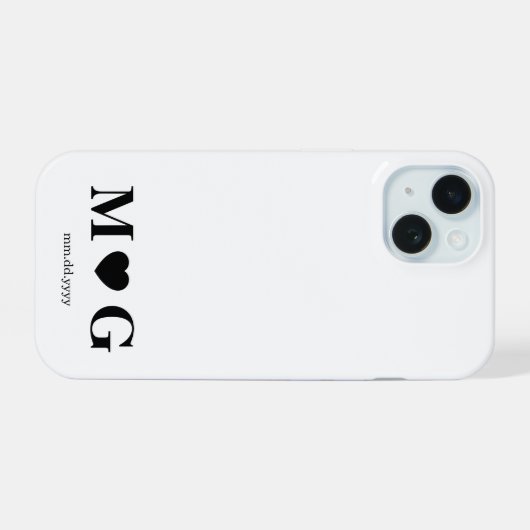 Custom Couples Monogram Heart Mark iPhone 15ケース (裏面横)