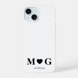 Custom Couples Monogram Heart Mark iPhone 15ケース