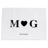 Custom Couples Monogram Large Gift Bag for Gifts ラージペーパーバッグ (正面)
