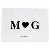 Custom Couples Monogram Large Gift Bag for Gifts ラージペーパーバッグ (裏面)