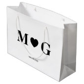 Custom Couples Monogram Large Gift Bag for Gifts ラージペーパーバッグ (裏面アングル)