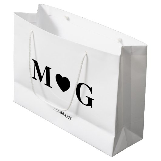 Custom Couples Monogram Large Gift Bag for Gifts ラージペーパーバッグ (正面アングル)