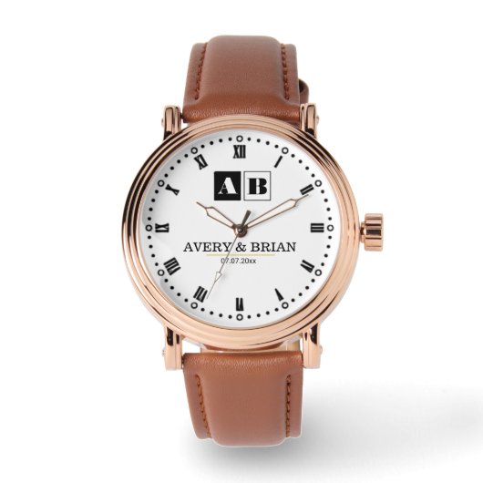 Custom Couples  Monogram Wedding  腕時計 (正面)