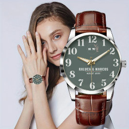 Custom Couples  Monogram Wedding Anniversary Gift 腕時計