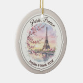 Custom Couple's Paris & Cherry Blossom Keepsake セラミックオーナメント (右)