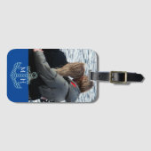 Custom Couples Photo Nautical Anchor Initials ラゲッジタグ (正面横)