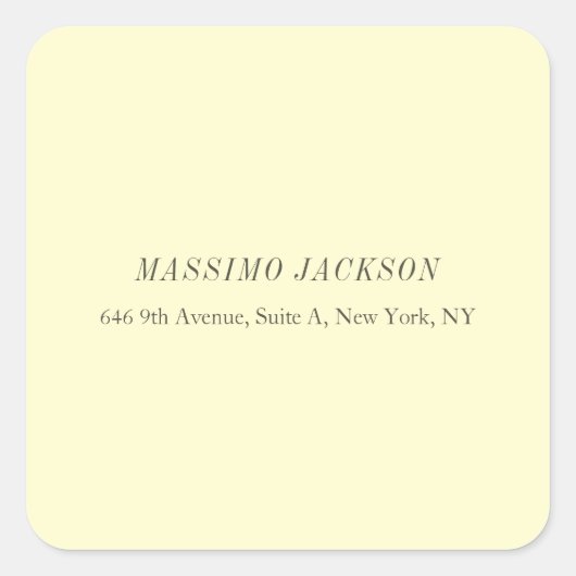 Custom cream personalized minimalist address name スクエアシール (正面)
