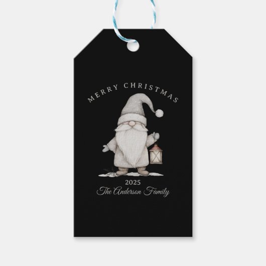 Custom cream white gnome Christmas gift ギフトタグ (正面)
