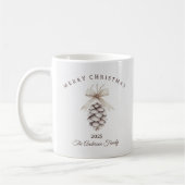 Custom cream white pinecone Christmas gift コーヒーマグカップ (左)