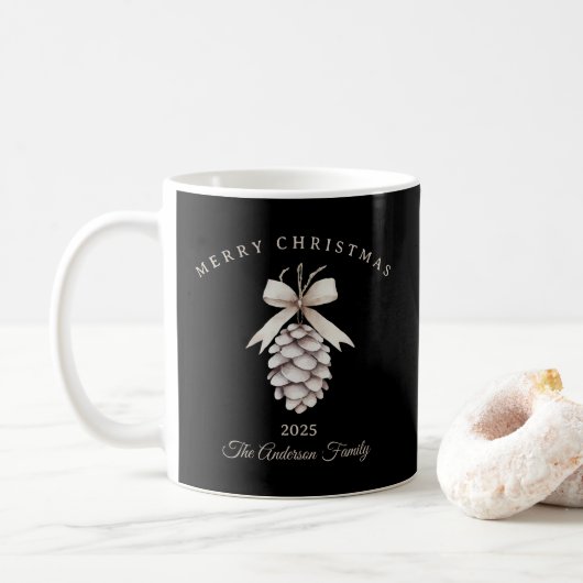 Custom cream white pinecone Christmas gift コーヒーマグカップ (ドーナツ)