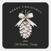 Custom cream white pinecone Christmas gift スクエアシール (正面)
