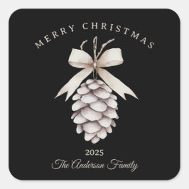 Custom cream white pinecone Christmas gift スクエアシール