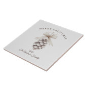 Custom cream white pinecone Christmas gift タイル (側面)