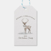 Custom cream white reindeer Christmas gift ギフトタグ (正面)
