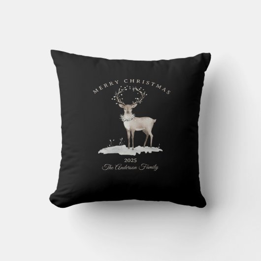 Custom cream white reindeer Christmas gift クッション (正面)