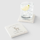 Custom cream white reindeer Christmas gift ストーンコースター (横)