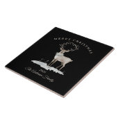 Custom cream white reindeer Christmas gift タイル (側面)