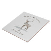 Custom cream white reindeer Christmas gift タイル (側面)