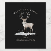Custom cream white reindeer Christmas gift ワインラベル (シングルラベル)
