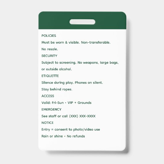 Custom Create Your Own Golf Tournament バッジ (裏面)