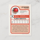 Custom Cricket Trading Card, Vintage Red Player コーリングカード (裏面)