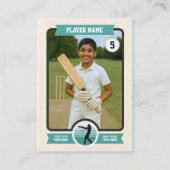 Custom Cricket Trading Card, Vintage Teal Player コーリングカード (正面)
