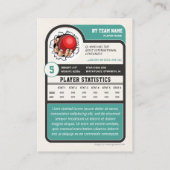 Custom Cricket Trading Card, Vintage Teal Player コーリングカード (裏面)