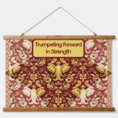 Custom Crimson Red & Gold Elephant Wall Covering 吊り下げ型タペストリー (正面)