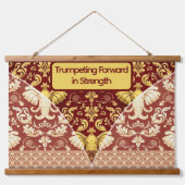 Custom Crimson Red & Gold Elephant Wall Covering 吊り下げ型タペストリー (正面2)