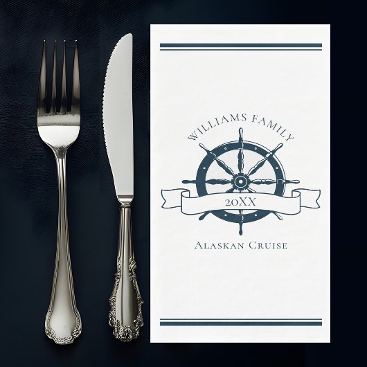Custom Cruise Ship Navy Blue Nautical Wheel